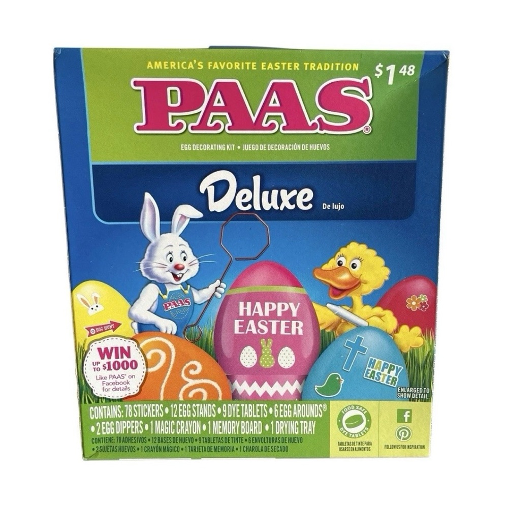 PAAS Deluxe Easter Egg Decorating Kit 78 Stickers 9 Tablets Magic Crayon